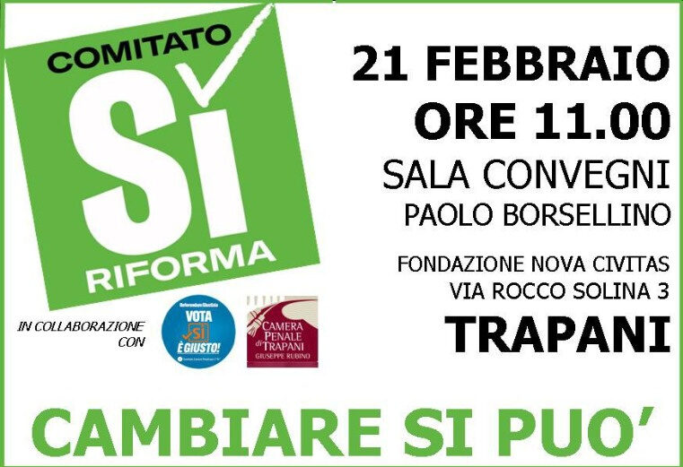 Referendum Giustizia: il Comitato del Sì apre il confronto pubblico a Trapani