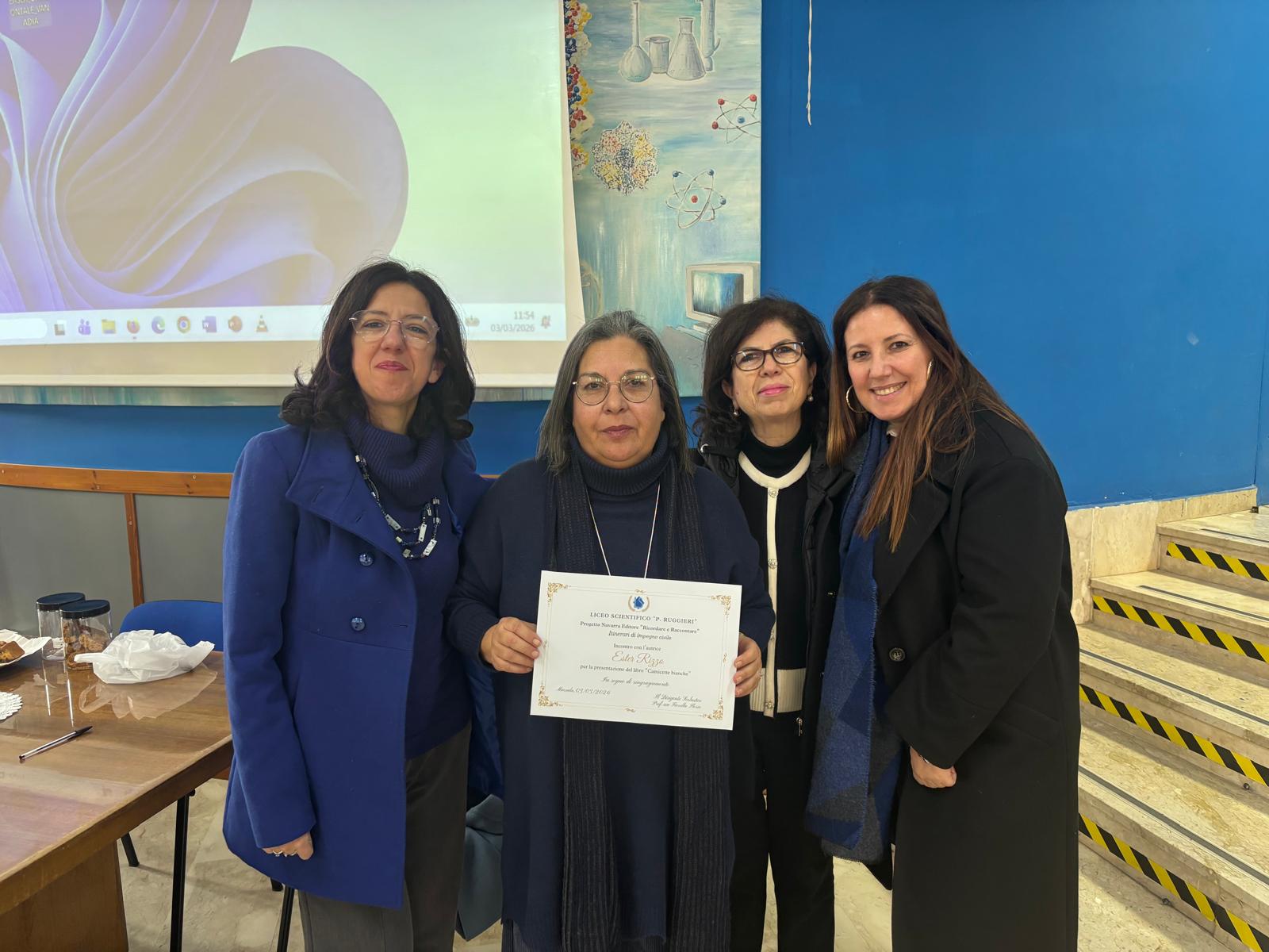 Educazione civica al Liceo Scientifico “Ruggieri”: incontro con Ester Rizzo per l’8 marzo