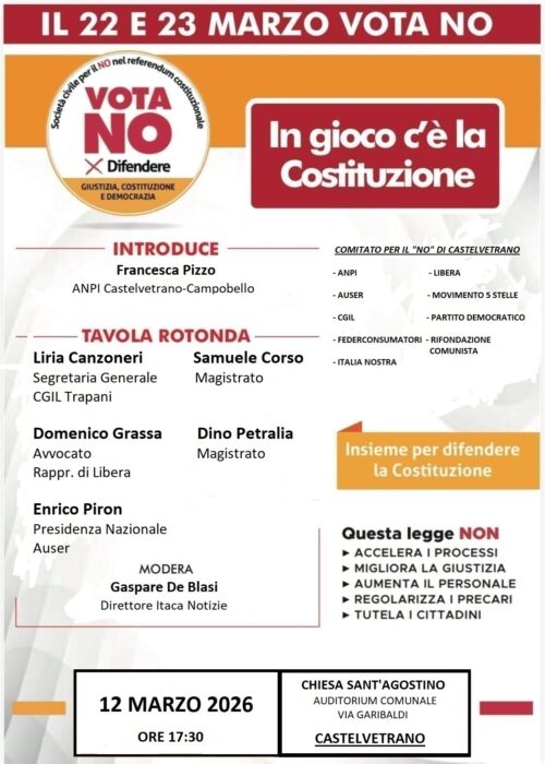 Castelvetrano, convegno a sostegno del NO al Referendum costituzionale