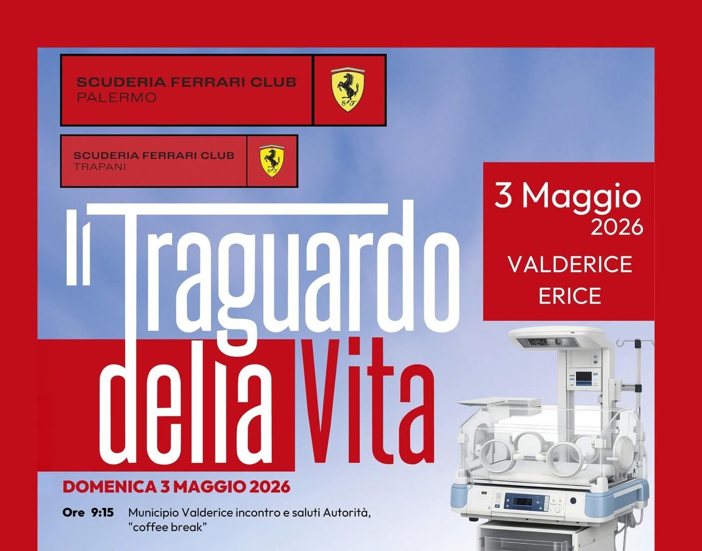 Kiwanis Club Erice: tour di 18 vetture Ferrari per l’acquisto di una culla termica