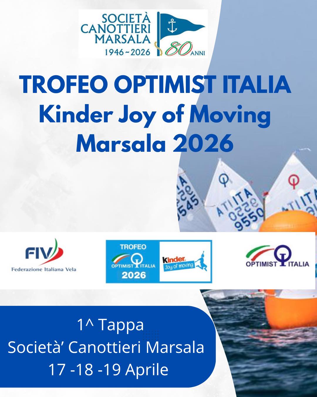 A Marsala tre giorni in acqua con il Trofeo Optimist Italia Kinder