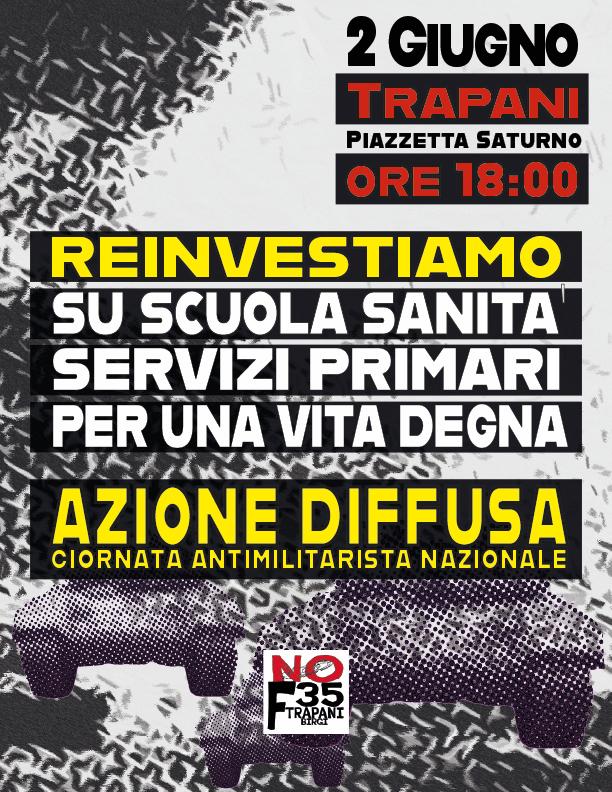 Birgi e gli F-35, mobilitazione antimilitarista il 2 giugno a Trapani