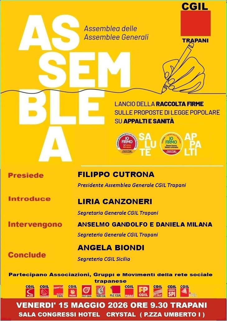 Sanità e appalti pubblici, il 15 e il 16 maggio nel trapanese raccolta firme per referendum