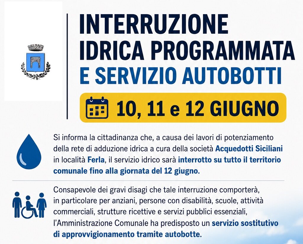 Petrosino: servizio idrico interrotto per lavori fino al 12 giugno, ci sono le autobotti