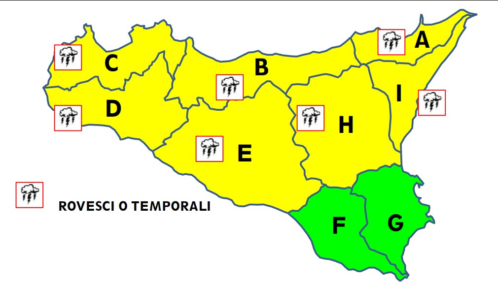 Caldo e pioggia nelle prossime ore in Sicilia. Allerta gialla in gran parte dell’isola