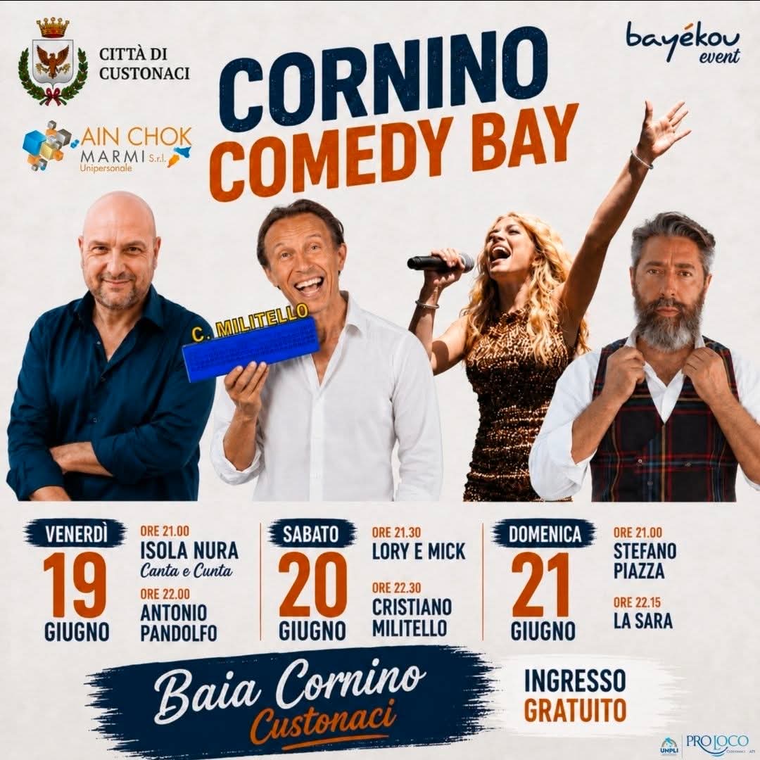 Cornino Comedy Bay: cabaret e musica dal 19 al 21 giugno 