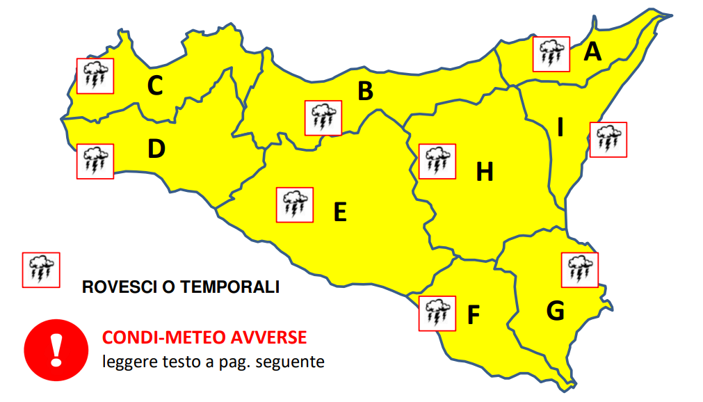 Maltempo in Sicilia: nelle prossime ore pioggia con allerta gialla