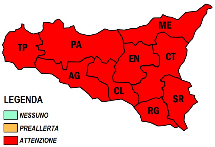 Caldo sempre più torrido in Sicilia: scatta l’allerta rossa per rischio incendi su tutta l’isola