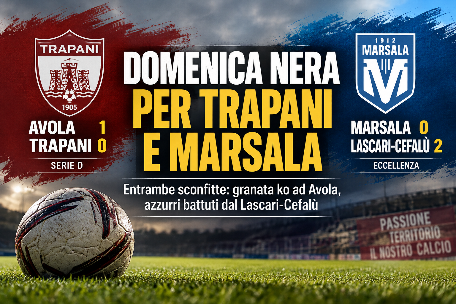 Calcio, domenica nera per Trapani e Marsala: entrambe sconfitte