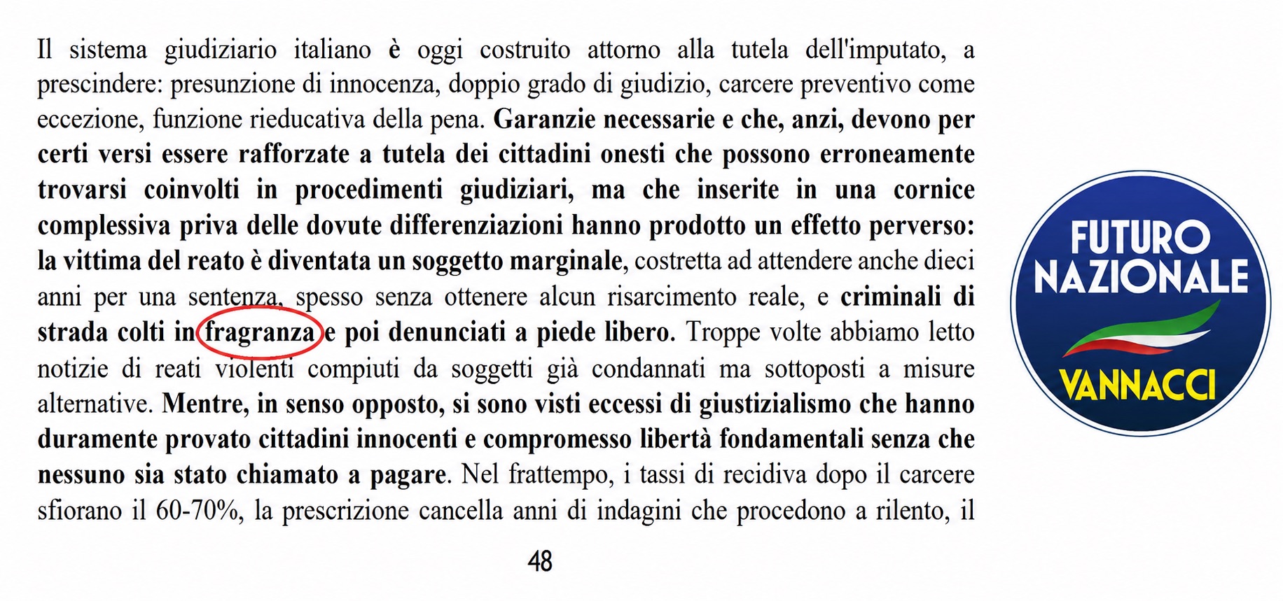 Da “fragranza” a “flagranza”: per Futuro Nazionale la grammatica rischia l’arresto