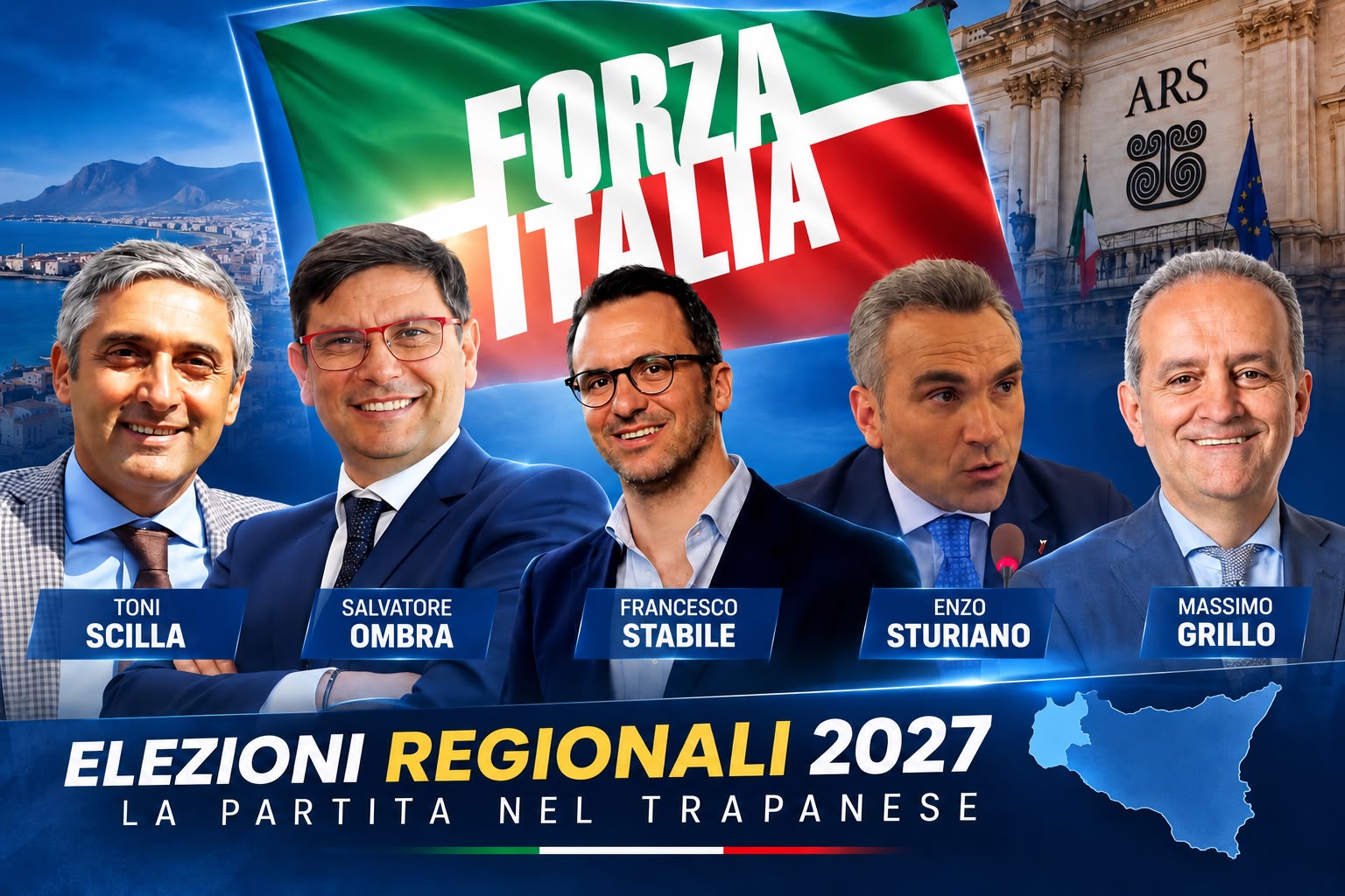 Forza Italia nel trapanese, la resa dei conti: per le regionali Ombra, Sturiano, Scilla, Stabile o…Massimo Grillo?