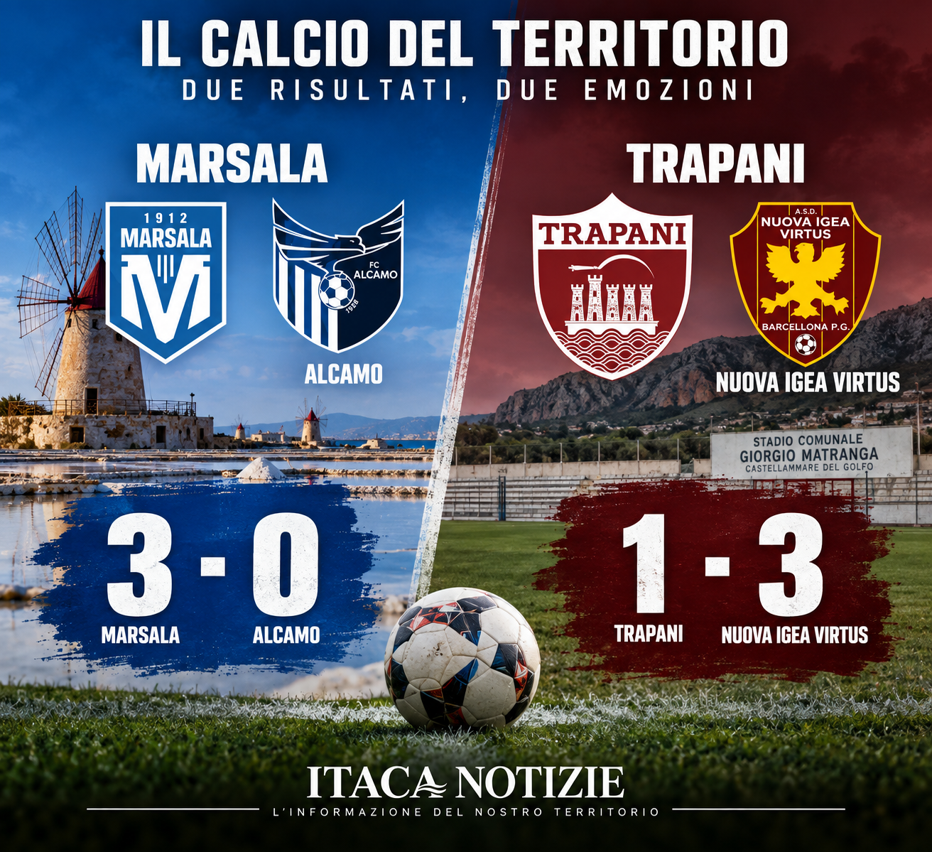 Calcio: Marsala travolgente, Trapani cade in casa