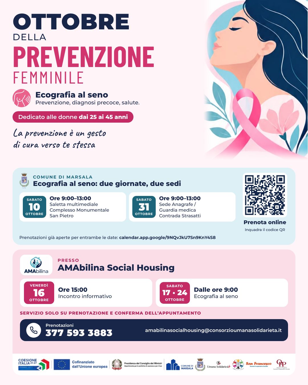 “Ottobre Rosa”: le giornate dedicate alla prevenzione dei tumori femminili, nella fascia d’età 25/45 anni